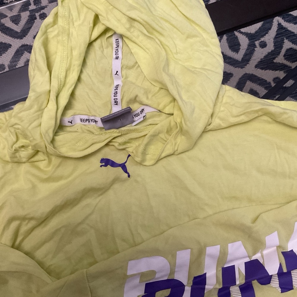 Puma Light Yellow Hoodie with Black Accents